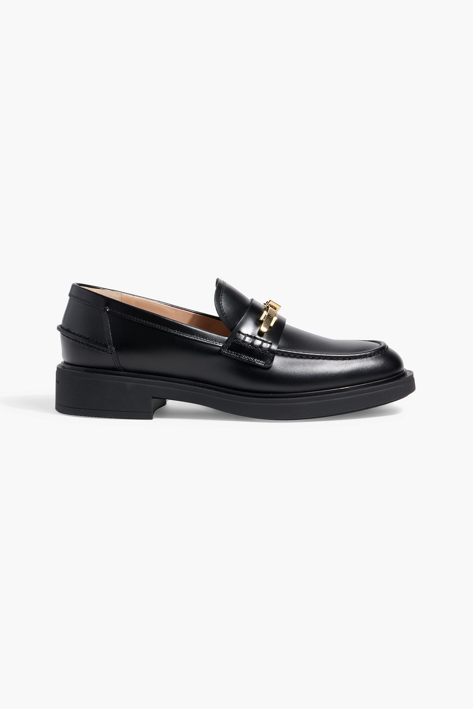 gianvito rossi - martine buckle-embellished leather loafers - black - eu 35