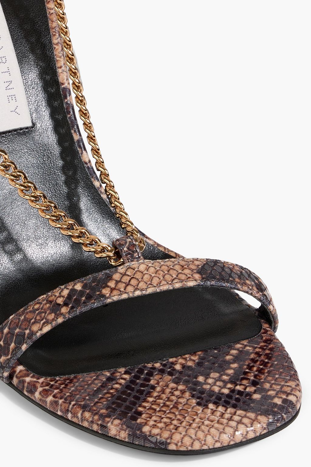 STELLA MCCARTNEY Stella 100 chain-embellished snake-effect sandals