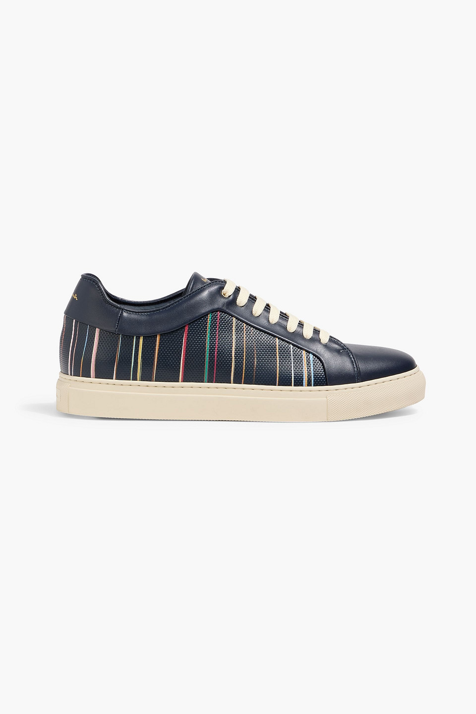 paul smith - striped smooth and textured-leather sneakers - blue - uk 6