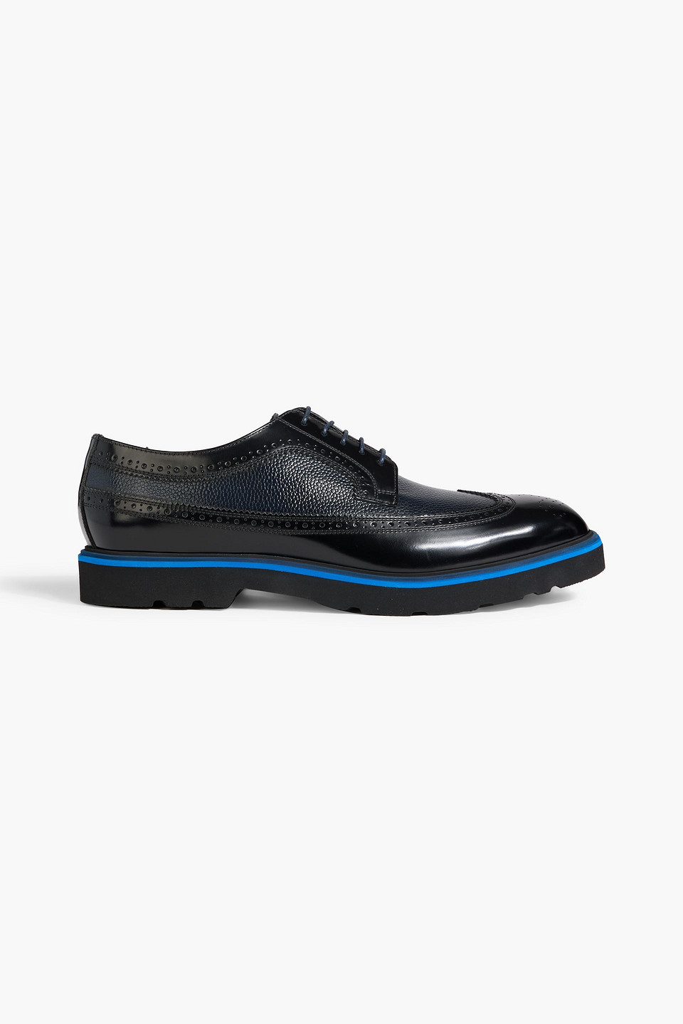 Paul Smith Count Smooth And Pebbled-leather Oxford Brogues In Black