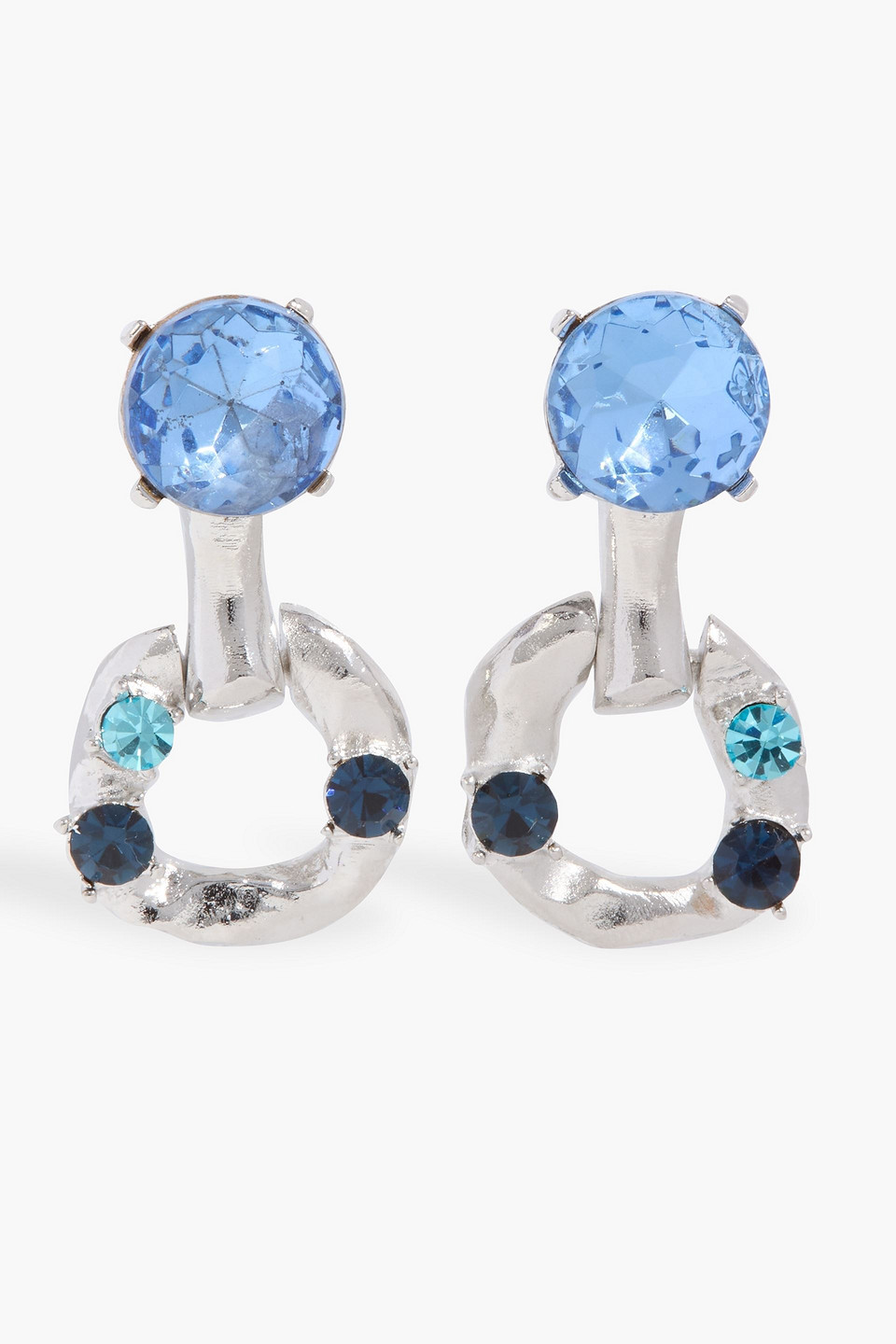 Oscar De La Renta Silver-tone Crystal Earrings