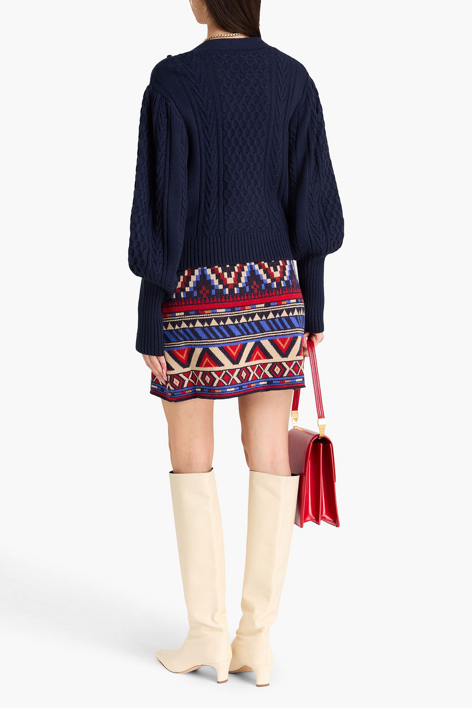  Farm Rio - Cardigan Mit Zopfstrickmuster - Blau - S 