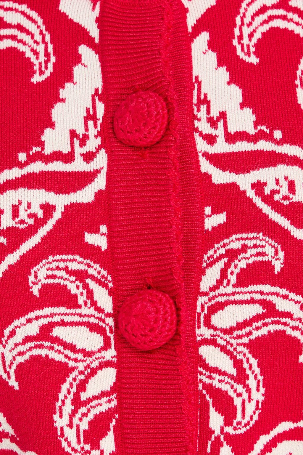 FARM RIO Cropped jacquard-knit cardigan