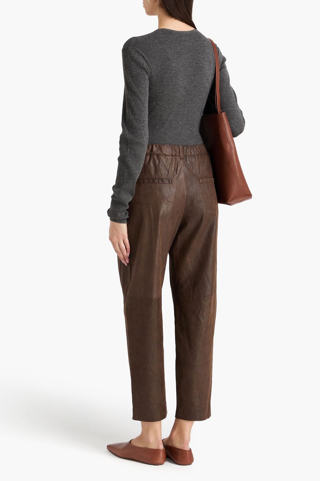 BRUNELLO CUCINELLI Leather straight-leg pants