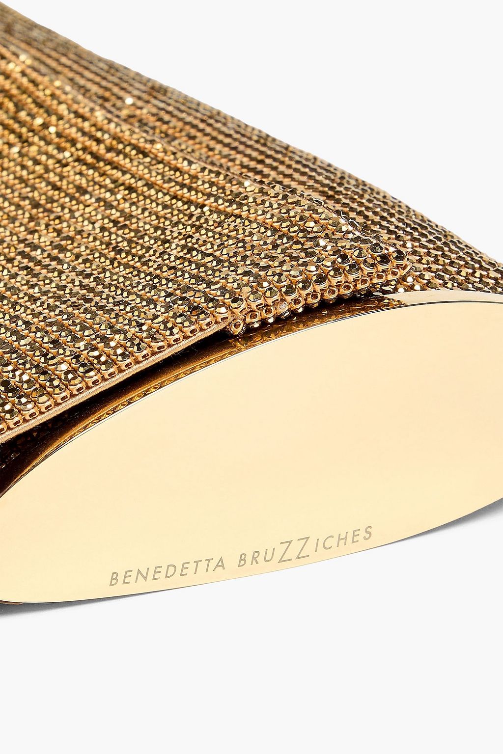 BENEDETTA BRUZZICHES Kate crystal-embellished metallic silk-satin clutch