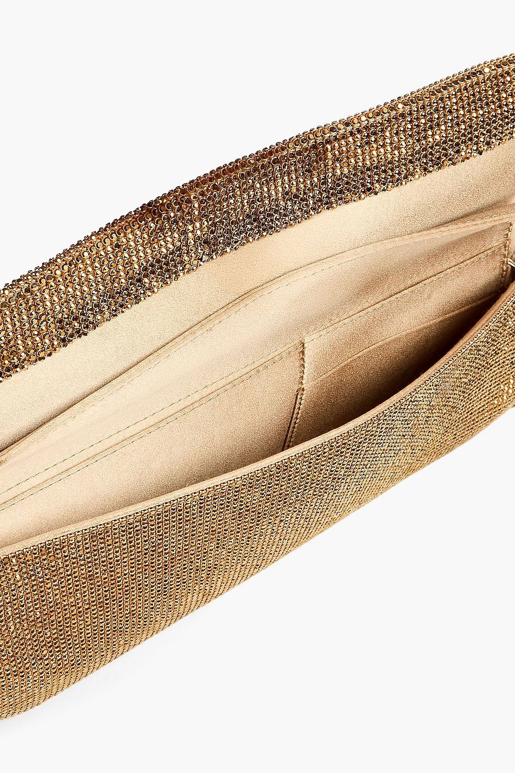 BENEDETTA BRUZZICHES Kate crystal-embellished metallic silk-satin clutch