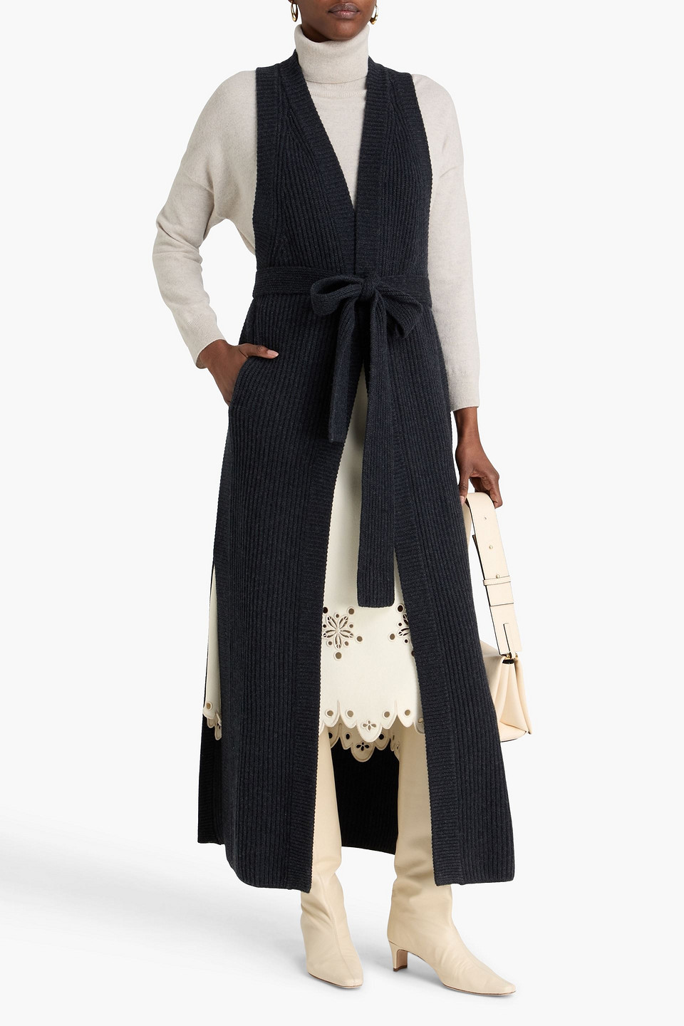  Le Kasha - Cardigan „roslyn“ Aus Geripptem Kaschmir - Blau - Onesize 