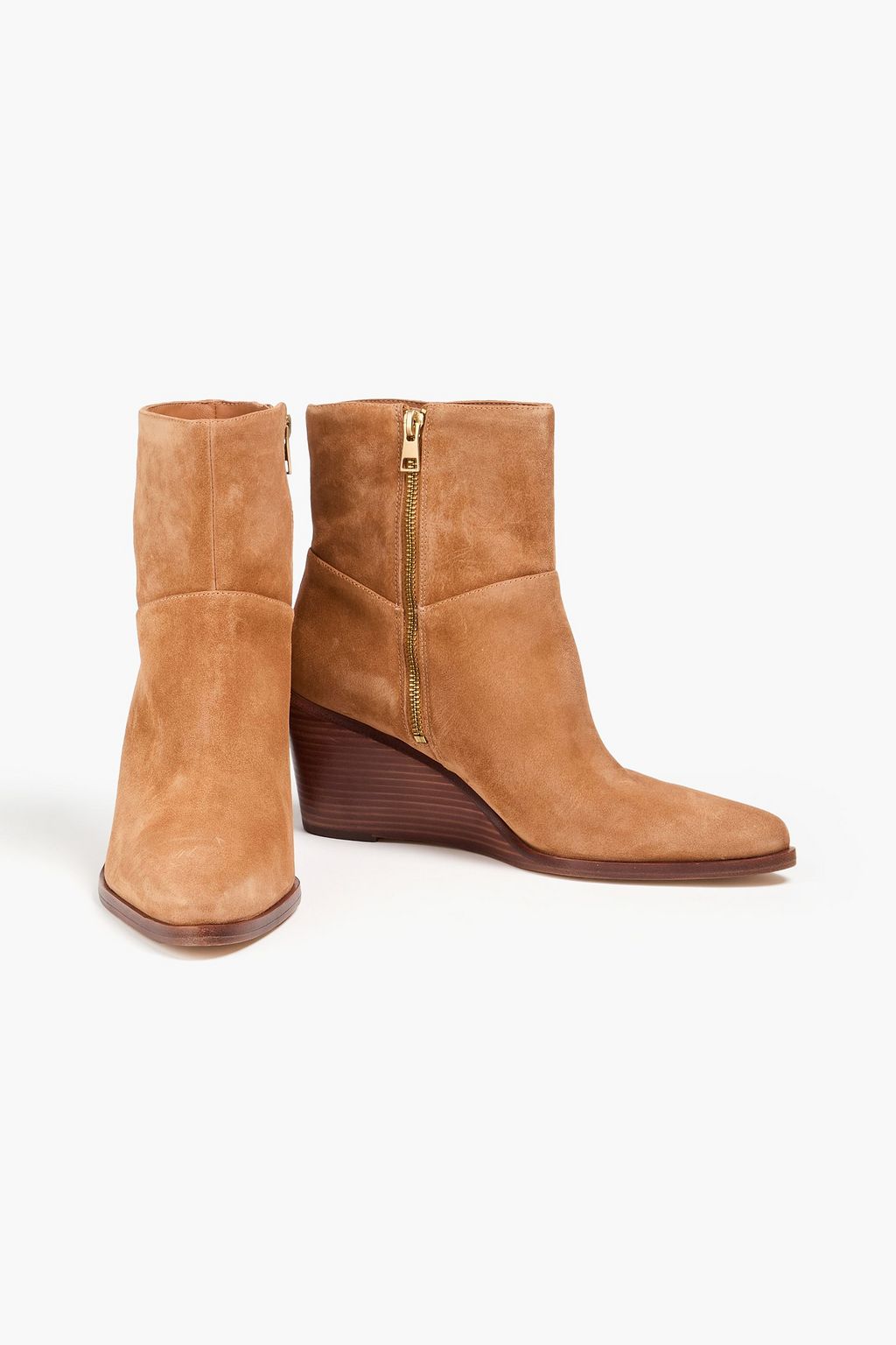 VINCE. بوت بطول الكاحل بكعب ويدج من جلد السويد