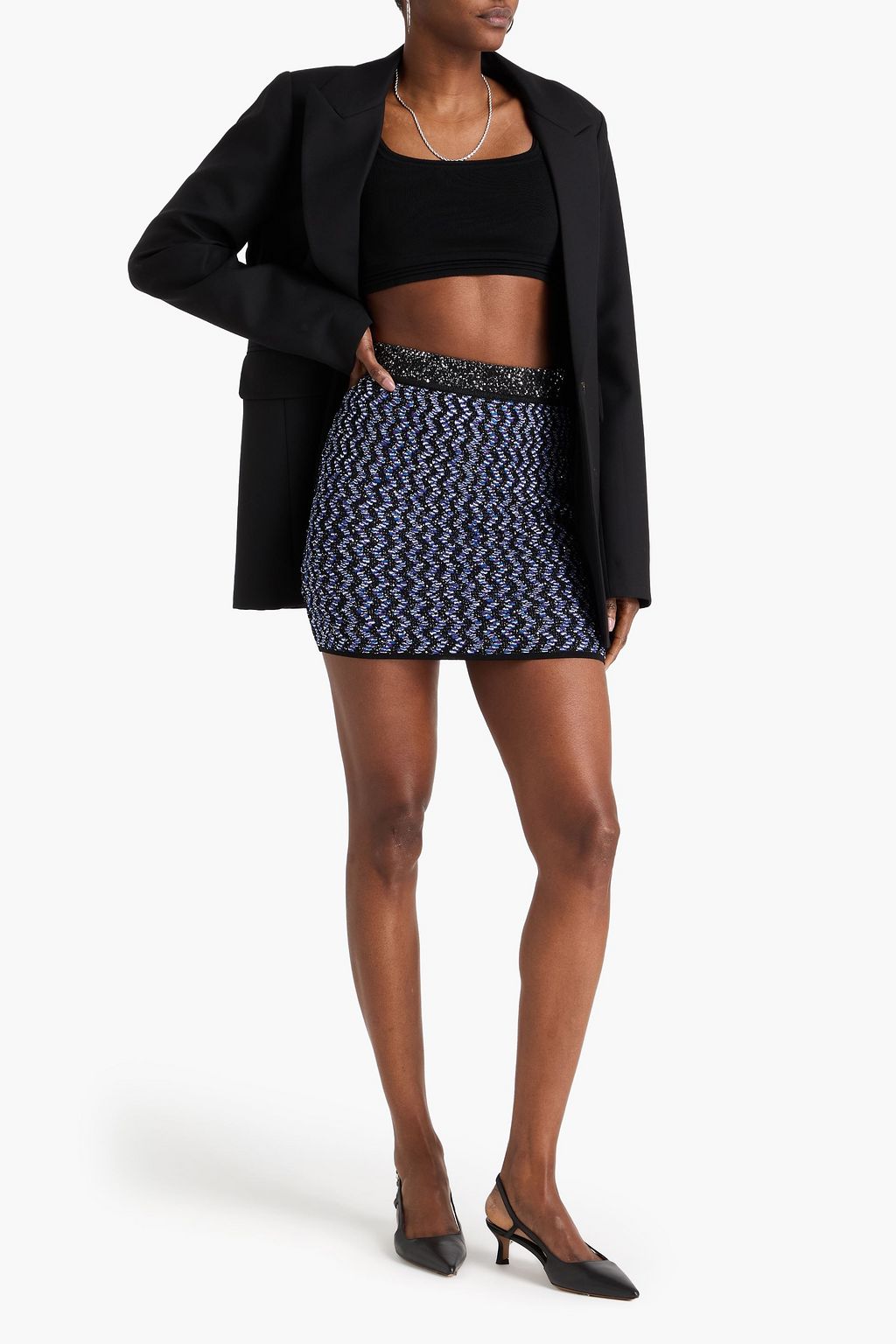 MISSONI Sequin-embellished jacquard-knit mini skirt