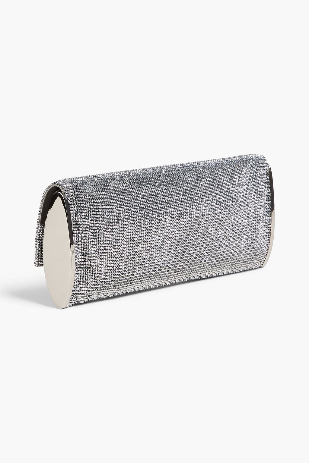 BENEDETTA BRUZZICHES Kate crystal-embellished metallic silk-satin clutch