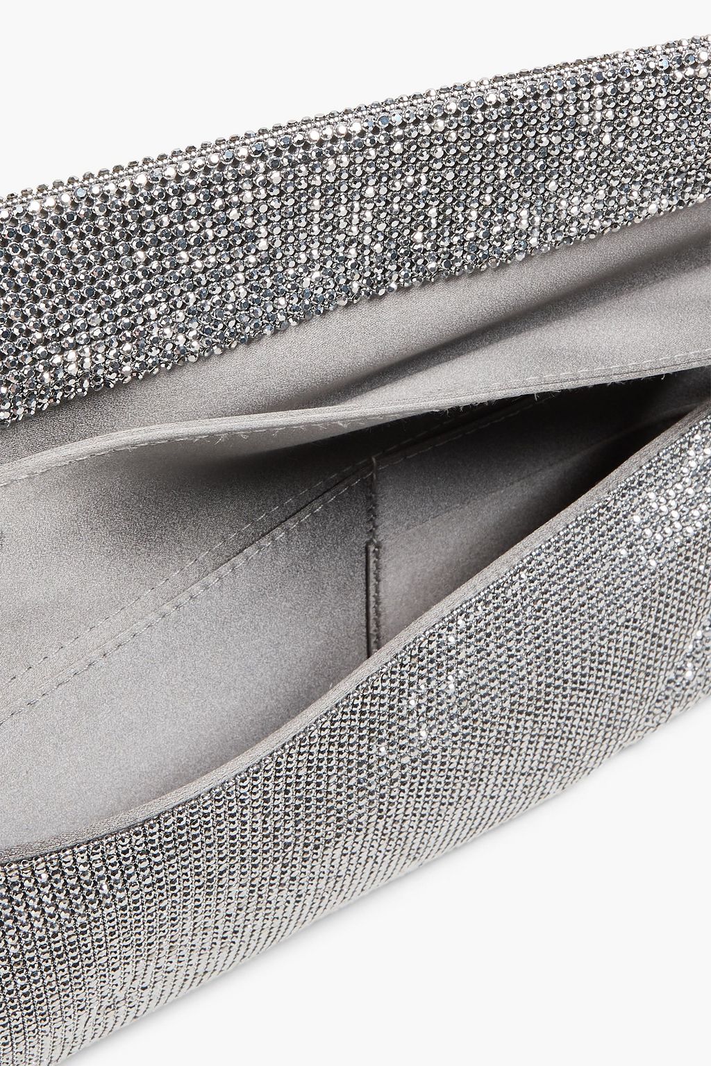 BENEDETTA BRUZZICHES Kate crystal-embellished metallic silk-satin clutch