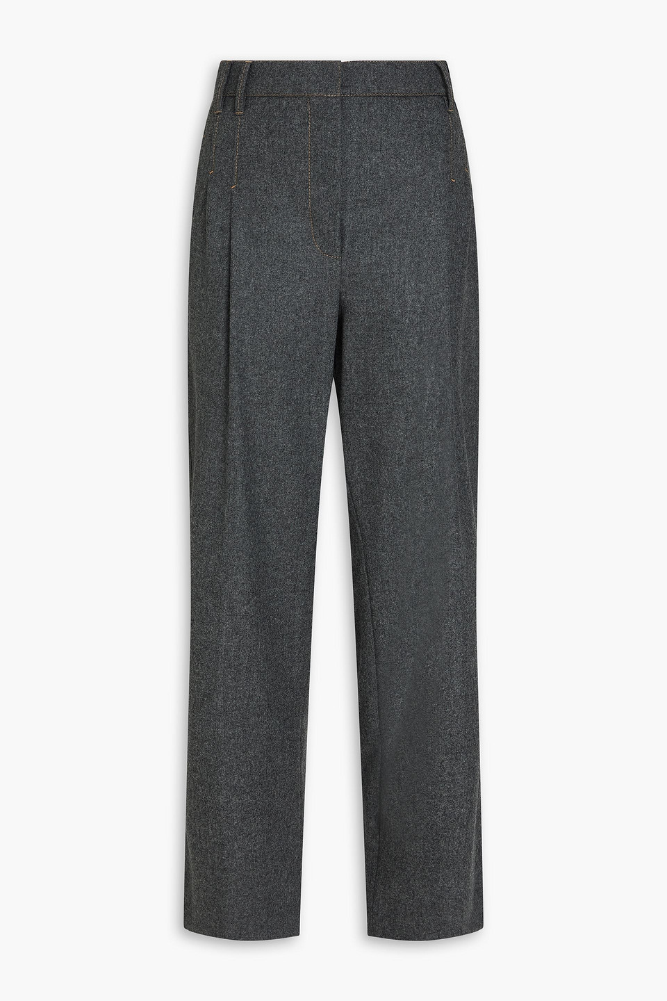 Brunello Cucinelli Wool And Cashmere-blend Flannel Straight-leg Trousers In Grey
