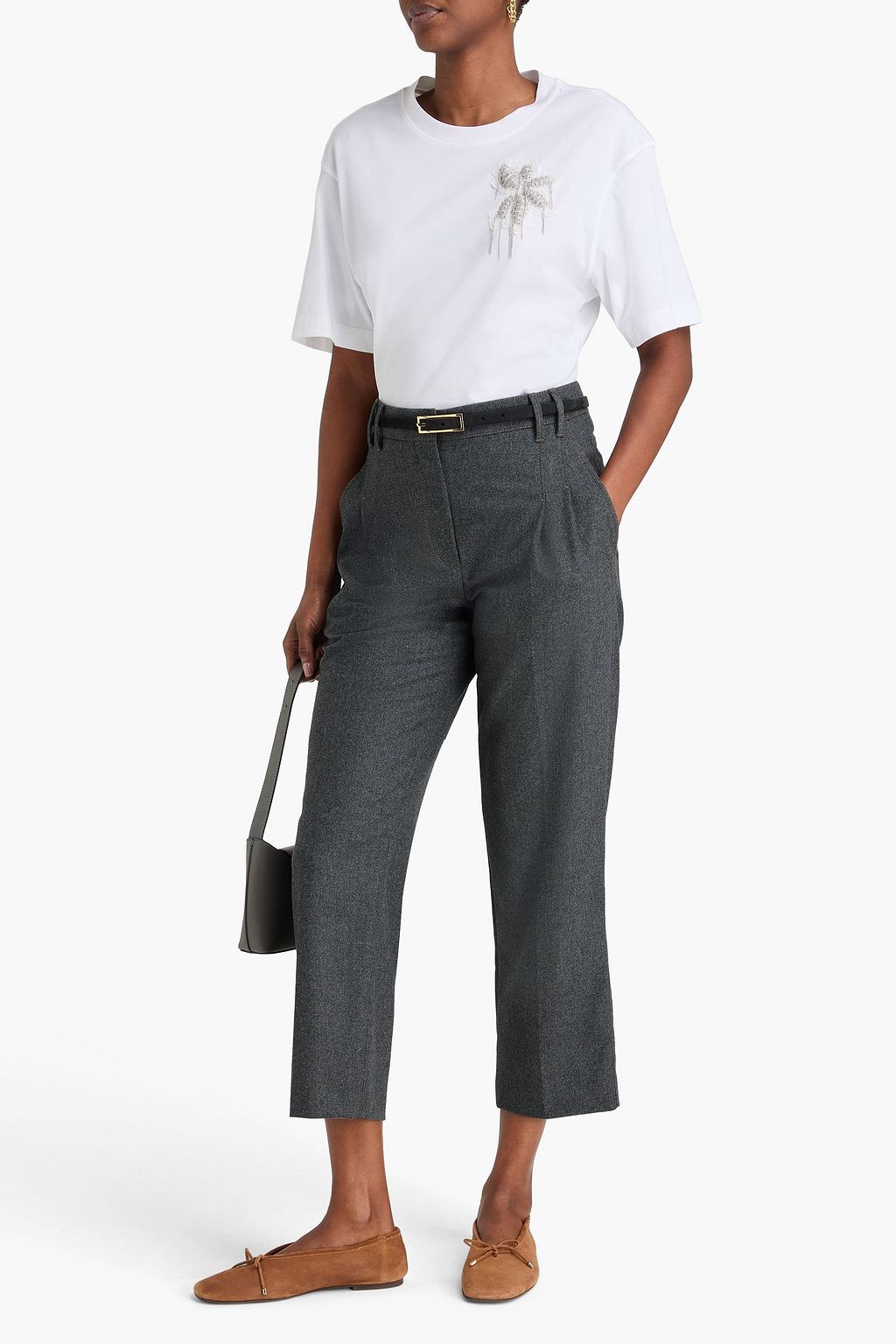 BRUNELLO CUCINELLI Hose mit geradem Bein aus Flanell aus einer Woll-Kaschmirmischung