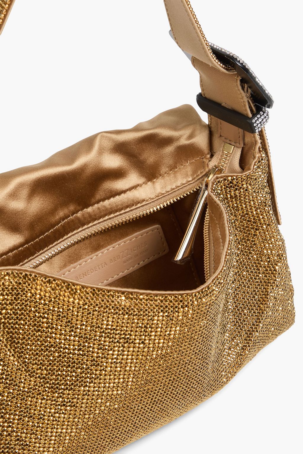 BENEDETTA BRUZZICHES حقيبة كتف "فيتي لا جراندي" مصنوعة من الزرد ومزيّنة بالكريستال