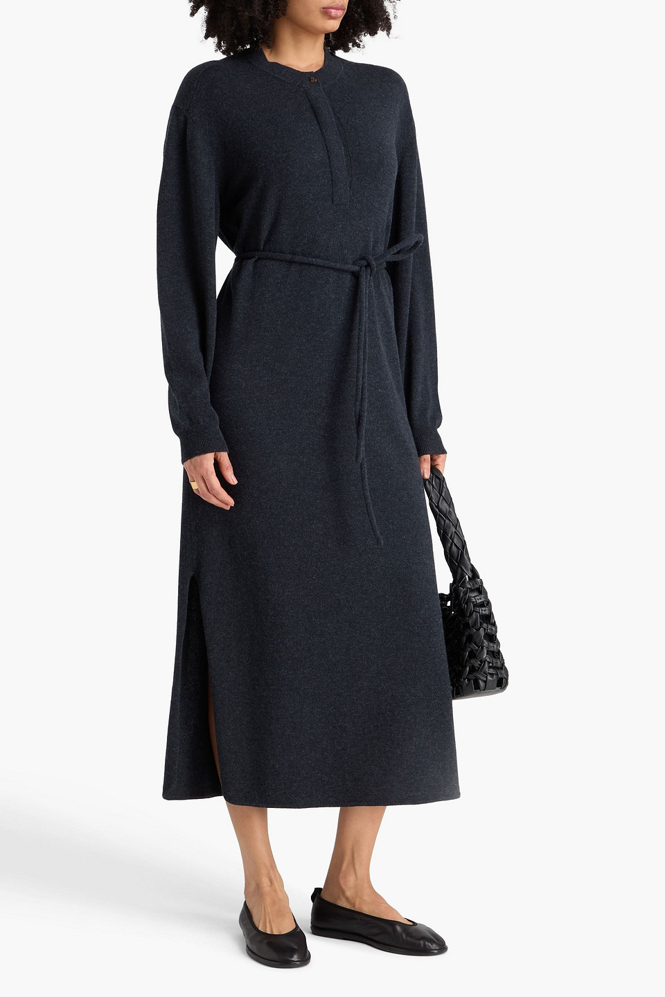  Le Kasha - Maxikleid „darhan“ Aus Kaschmir Mit Gürtel - Blau - S/m 