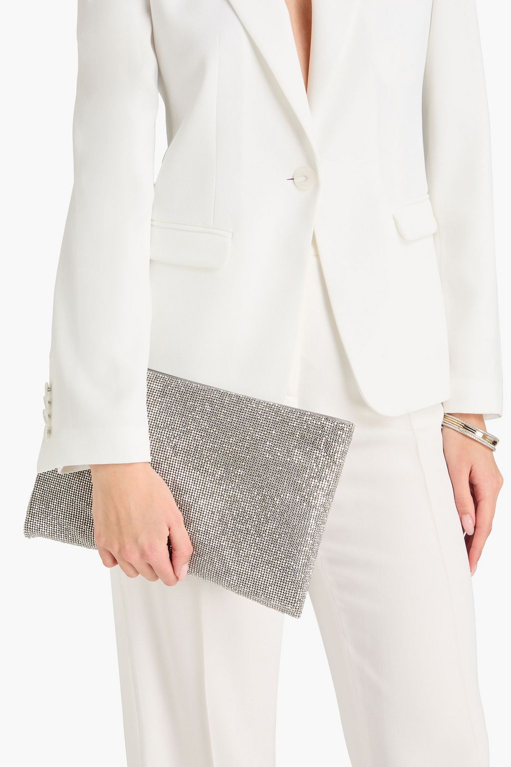 BENEDETTA BRUZZICHES La Luisa crystal-embellished silk-satin pouch