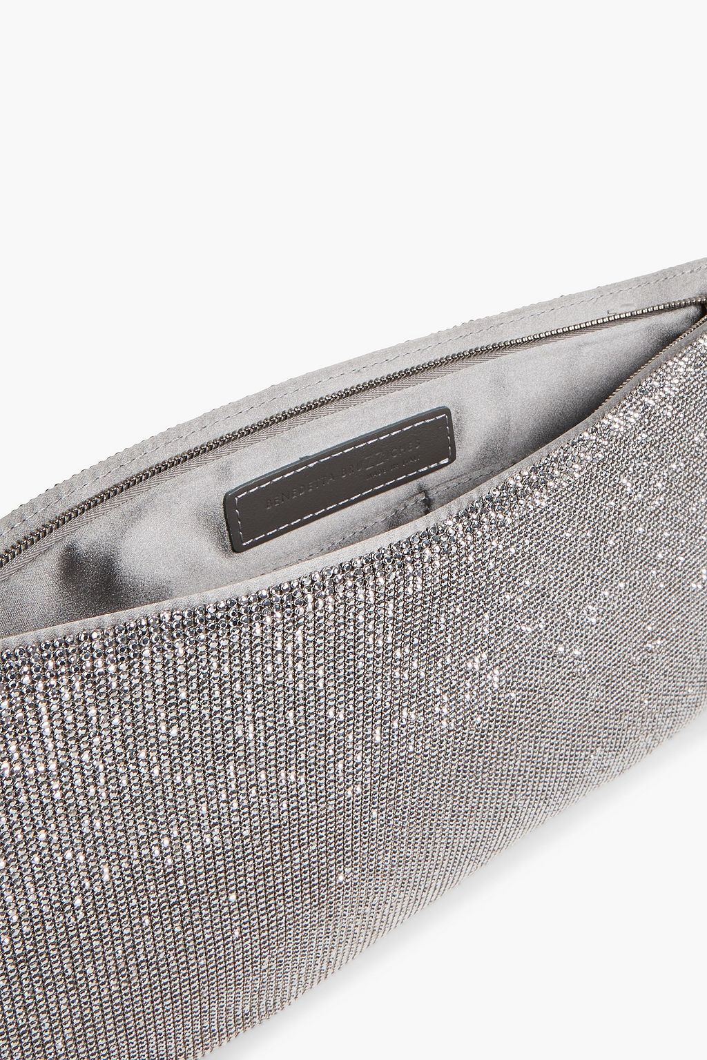 BENEDETTA BRUZZICHES La Luisa crystal-embellished silk-satin pouch