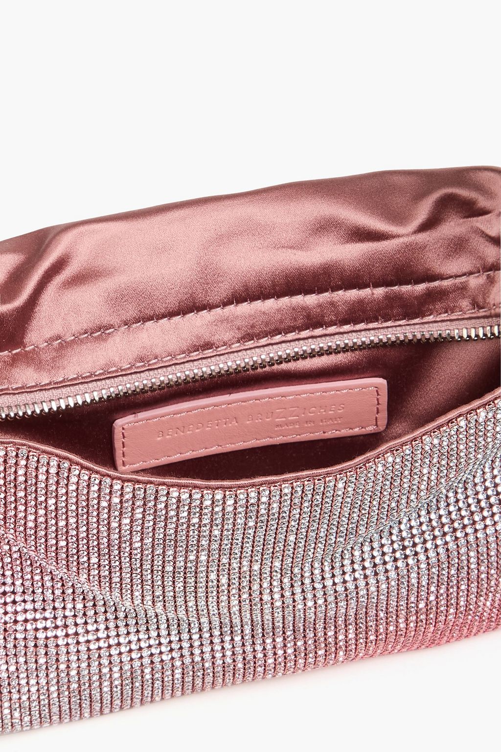 BENEDETTA BRUZZICHES حقيبة كتف "فيتي لا مينون" مصنوعة من الساتان ومزيّنة بالكريستال