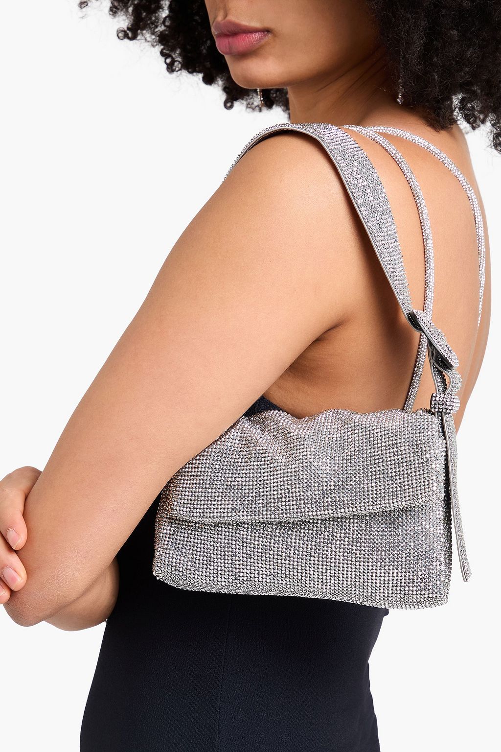 BENEDETTA BRUZZICHES حقيبة كتف "فيتي لا مينون" مصنوعة من الساتان ومزيّنة بالكريستال