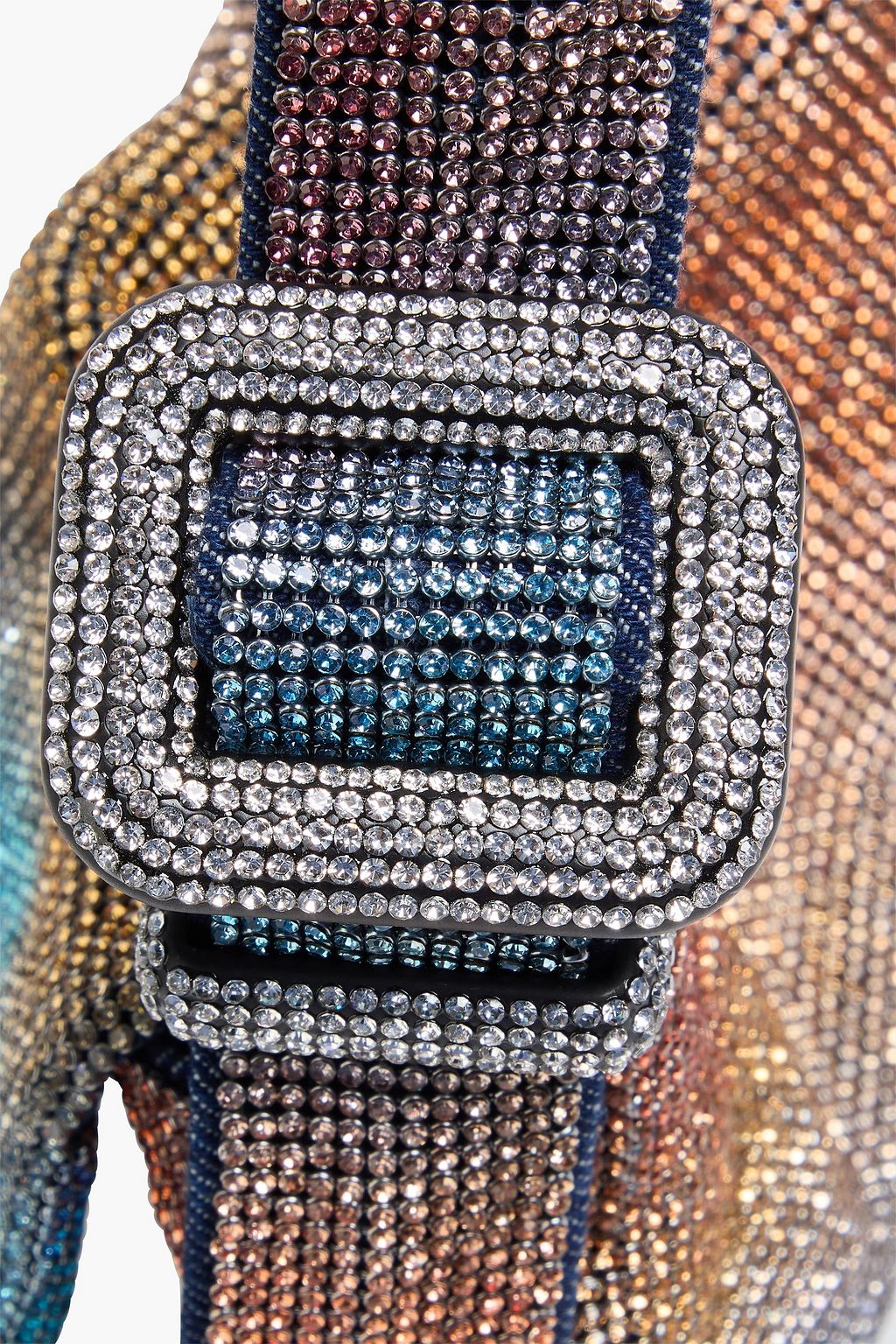 BENEDETTA BRUZZICHES حقيبة كتف "فيتي" من الدنيم مزيّنة بالكريستال