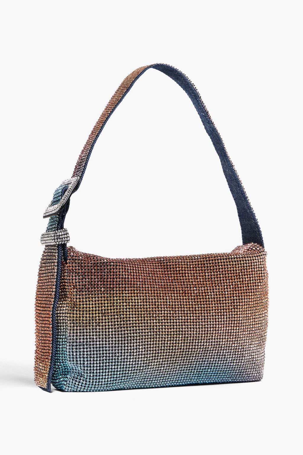 BENEDETTA BRUZZICHES حقيبة كتف "فيتي" من الدنيم مزيّنة بالكريستال