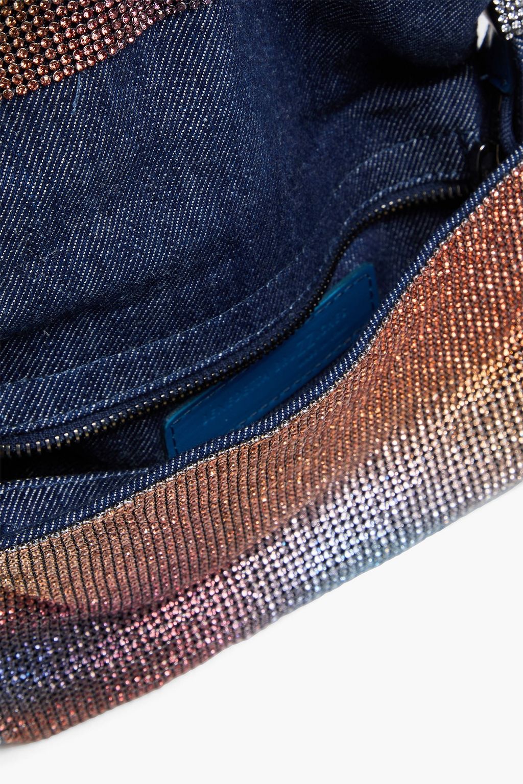 BENEDETTA BRUZZICHES حقيبة كتف "فيتي" من الدنيم مزيّنة بالكريستال