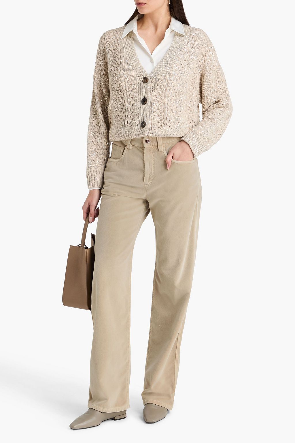 BRUNELLO CUCINELLI Hose mit weitem Bein aus Baumwollsamt