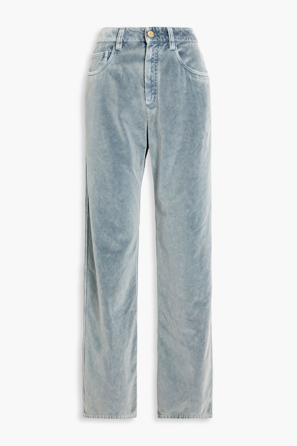 Brunello Cucinelli Cotton-velvet Wide-leg Pants In Blue