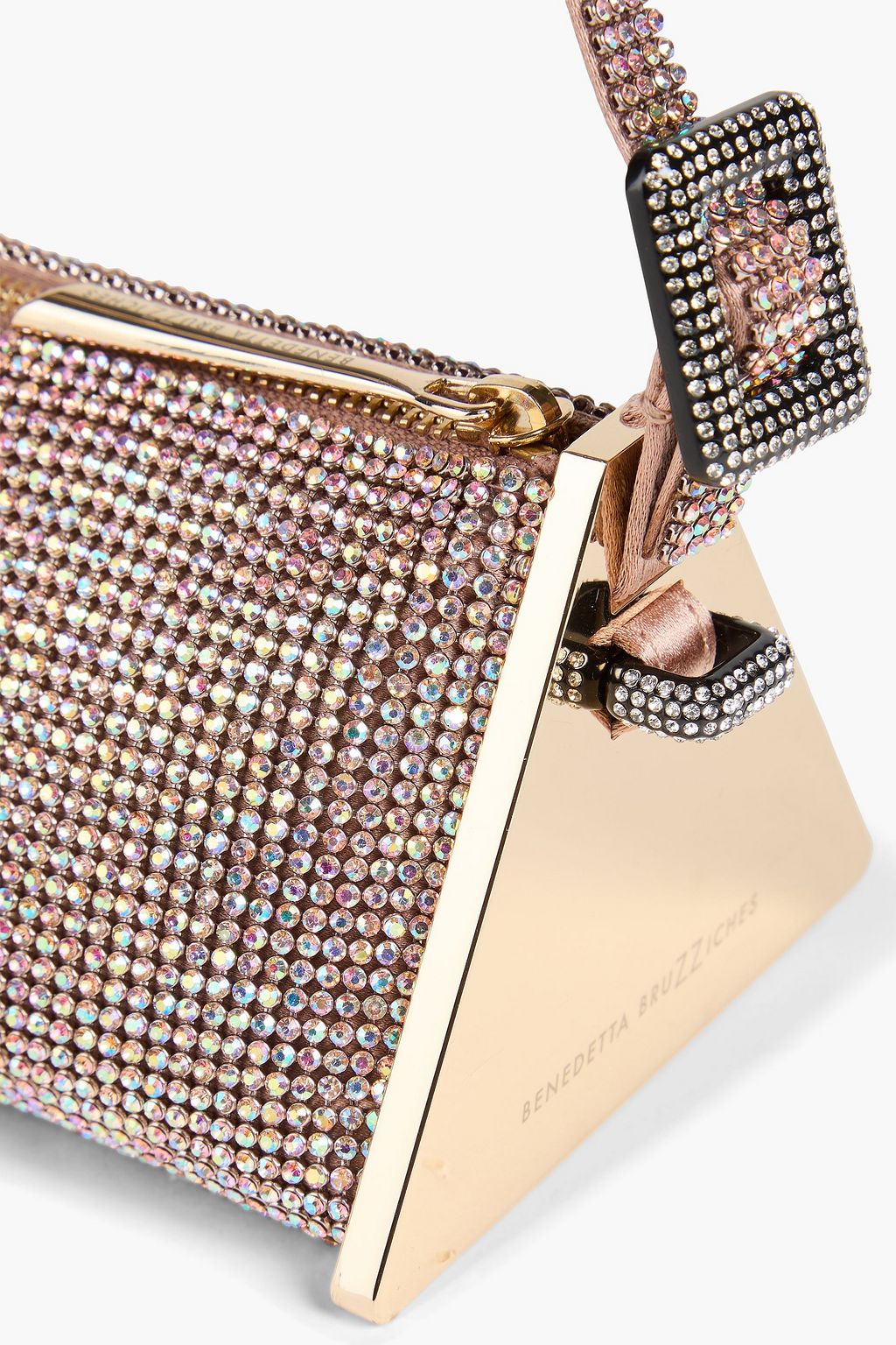 BENEDETTA BRUZZICHES Schultertasche „Joy“ aus Satin mit Kristallverzierung