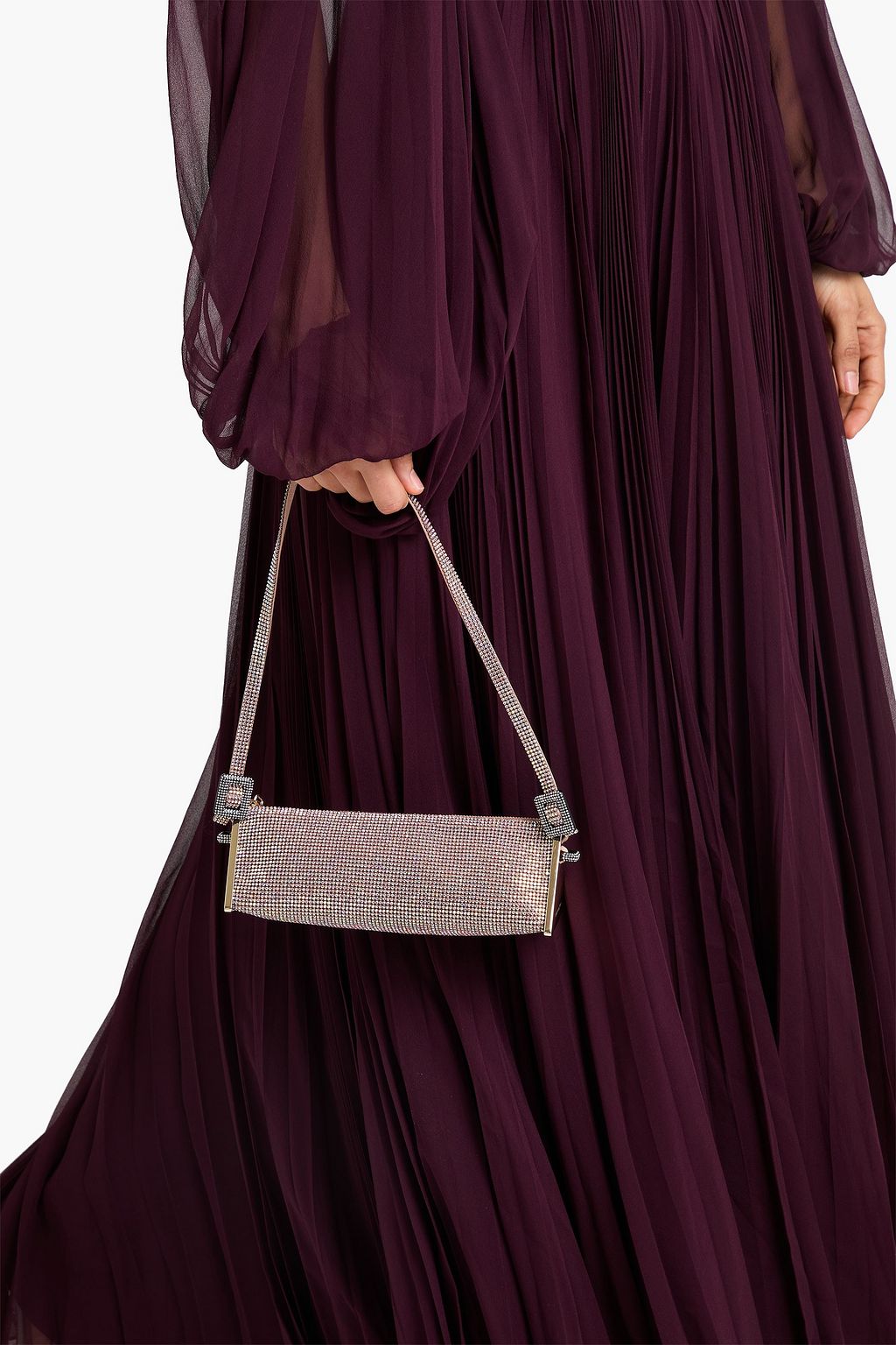 BENEDETTA BRUZZICHES Schultertasche „Joy“ aus Satin mit Kristallverzierung