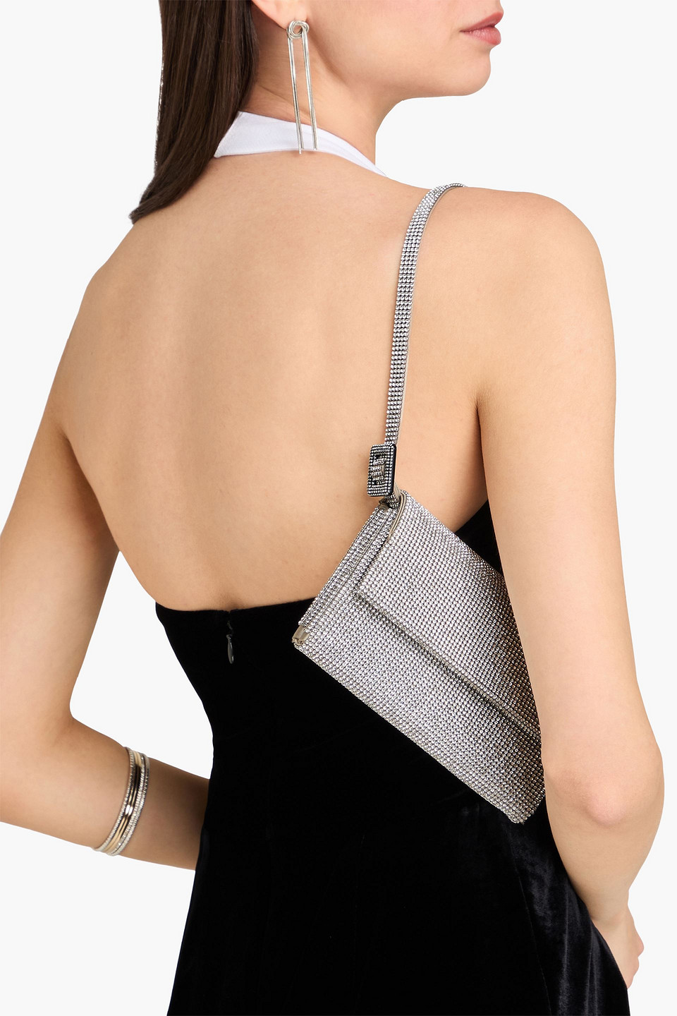 Benedetta Bruzziches - Schultertasche „vittissima“ Aus Seidensatin Mit Metallic-effekt Und Kristallverzierung - Metallic - Onesize 