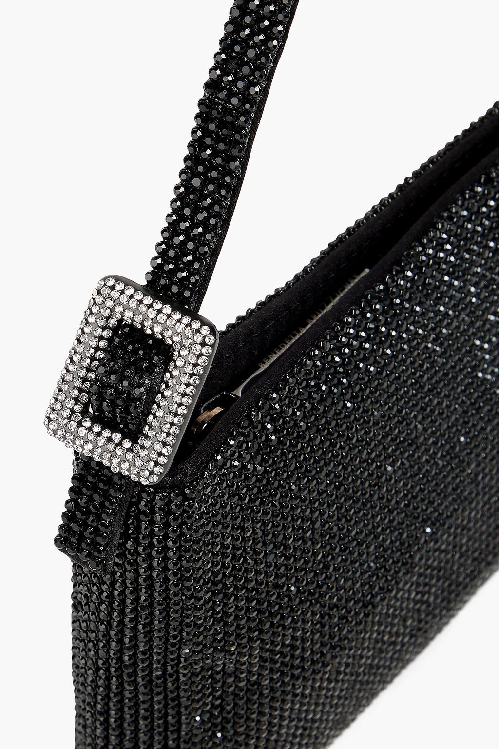 BENEDETTA BRUZZICHES حقيبة كتف "يور بيست فريند" مصنوعة من الساتان مزينة بالكريستال بنقشة مربعات