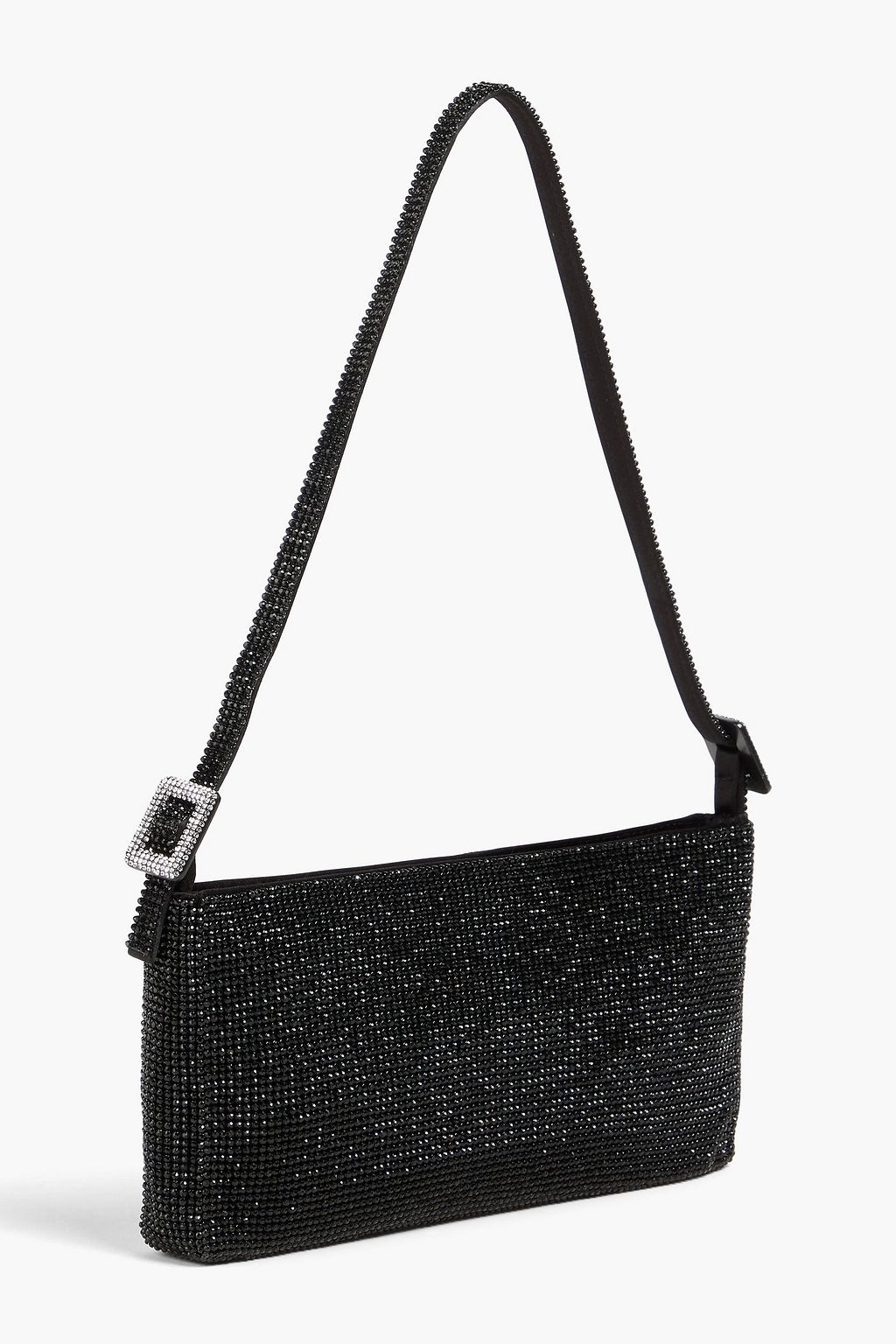 BENEDETTA BRUZZICHES حقيبة كتف "يور بيست فريند" مصنوعة من الساتان مزينة بالكريستال بنقشة مربعات