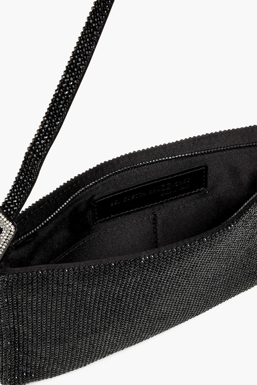 BENEDETTA BRUZZICHES حقيبة كتف "يور بيست فريند" مصنوعة من الساتان مزينة بالكريستال بنقشة مربعات