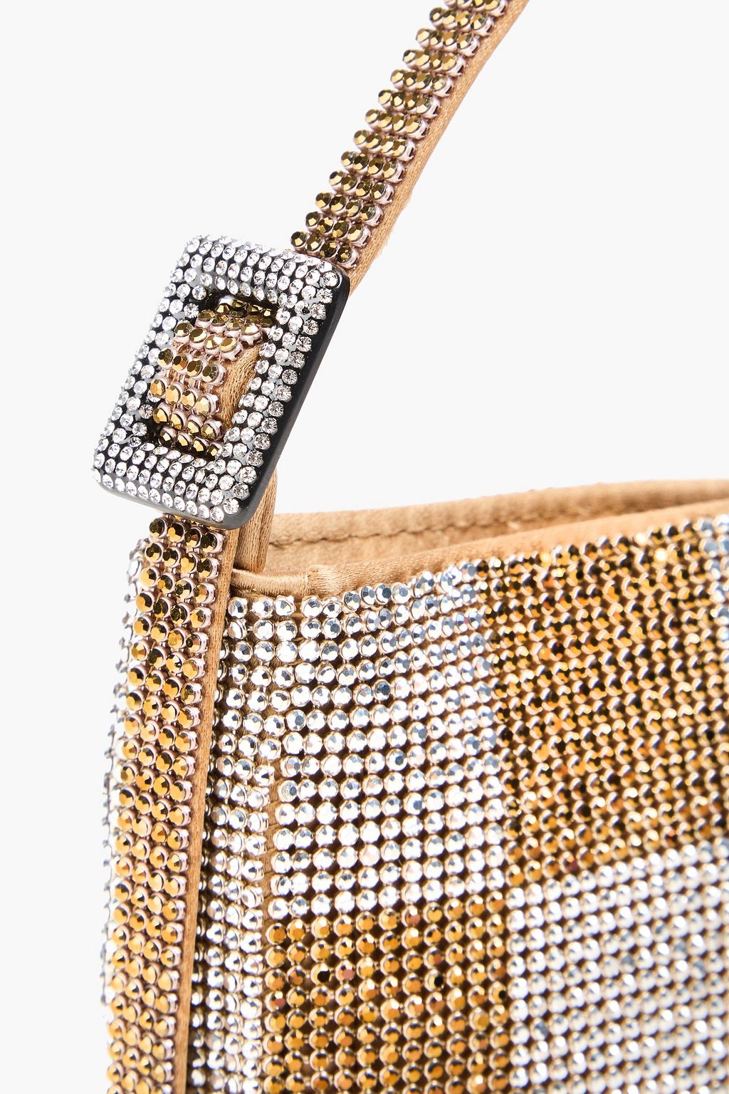 BENEDETTA BRUZZICHES حقيبة كتف "يور بيست فريند" مصنوعة من الساتان مزينة بالكريستال بنقشة مربعات