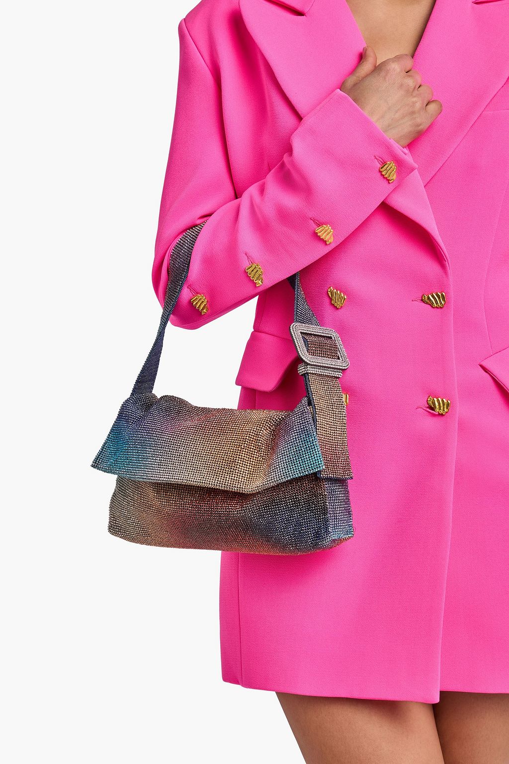 BENEDETTA BRUZZICHES حقيبة كتف "فيتي" من الدنيم مزيّنة بالكريستال