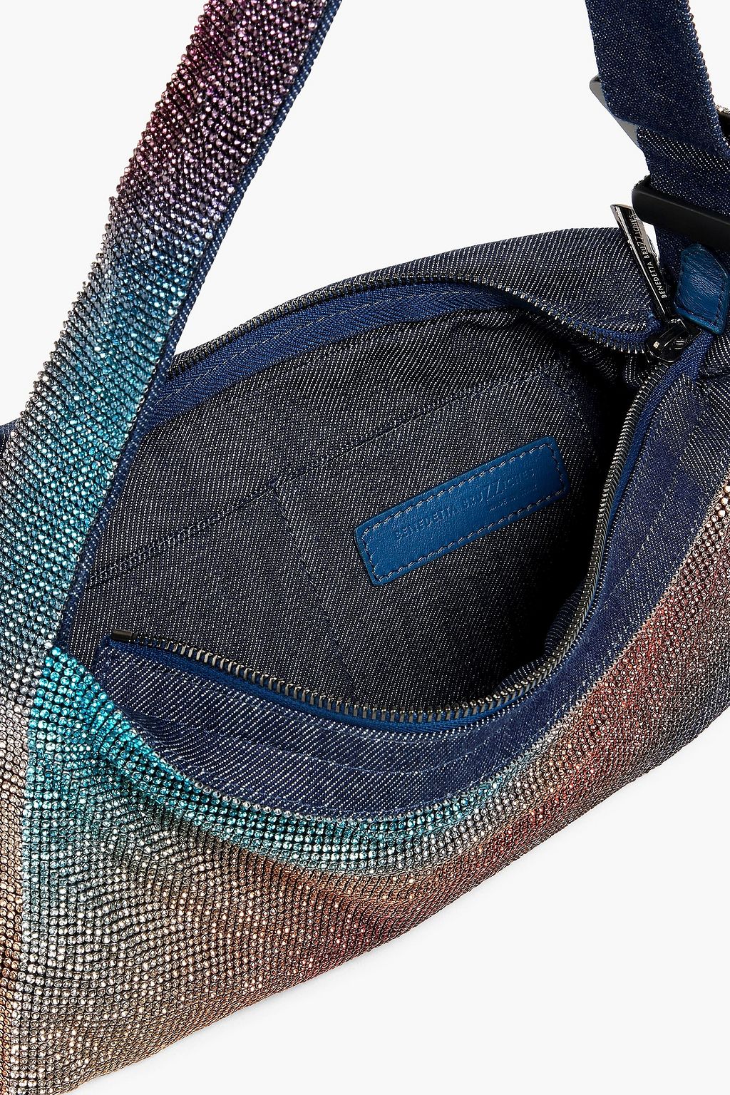 BENEDETTA BRUZZICHES حقيبة كتف "فيتي" من الدنيم مزيّنة بالكريستال