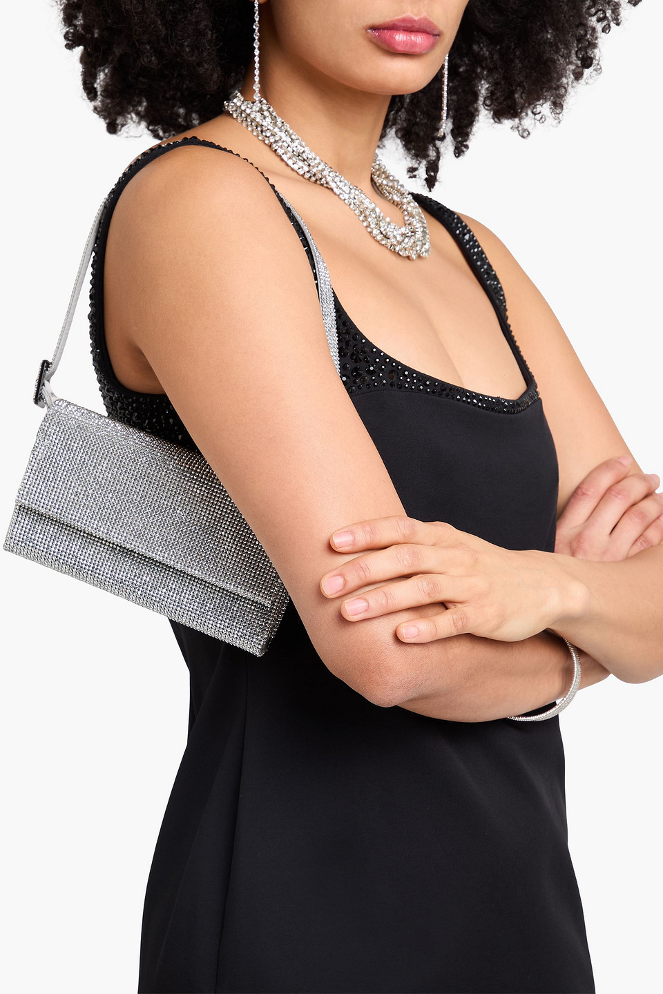  Benedetta Bruzziches - Schultertasche „vittissima“ Aus Satin Mit Kristallverzierung - Grau - Onesize 