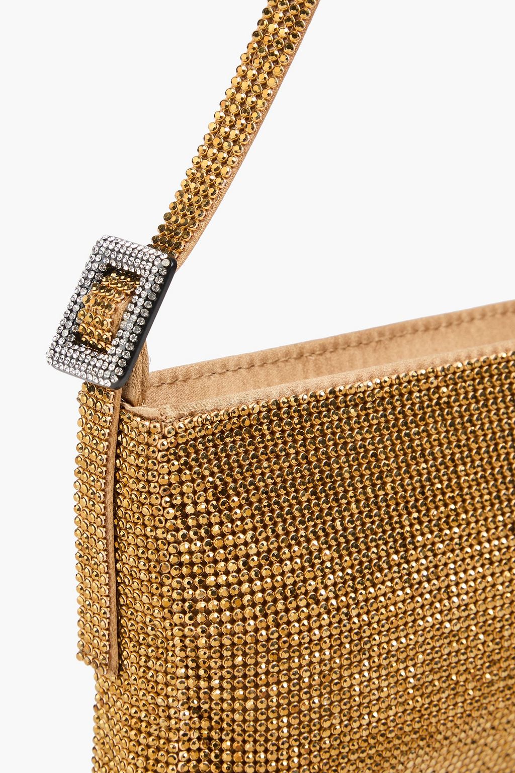 BENEDETTA BRUZZICHES حقيبة كتف "يور بيست فريند" مصنوعة من الساتان مزينة بالكريستال بنقشة مربعات