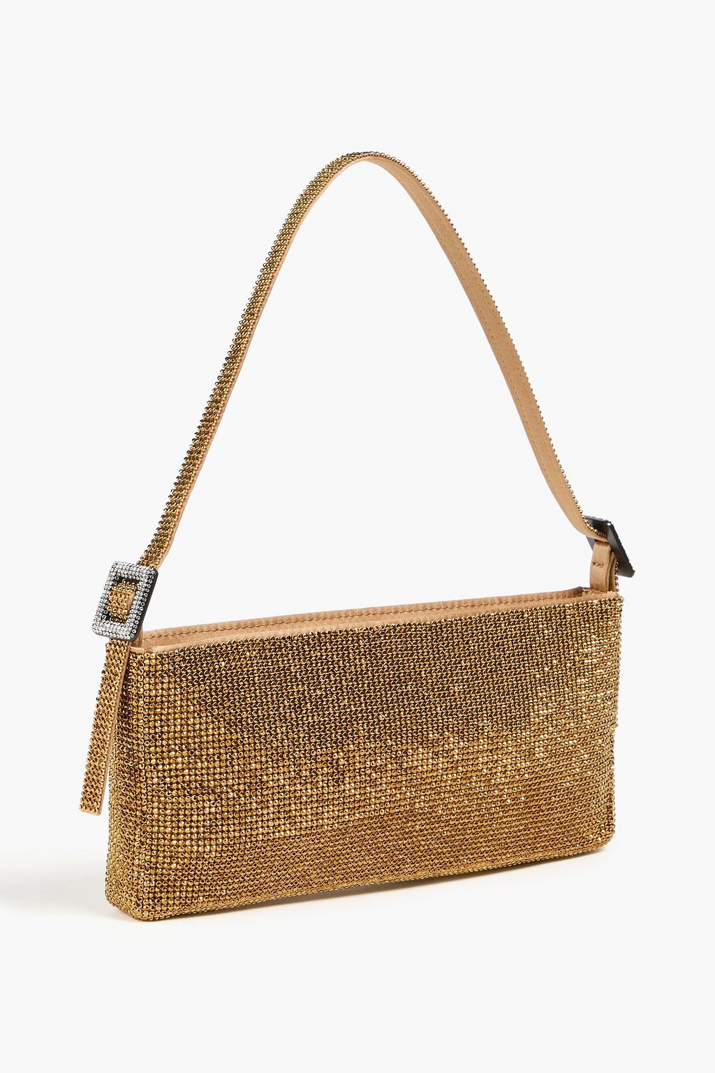 BENEDETTA BRUZZICHES حقيبة كتف "يور بيست فريند" مصنوعة من الساتان مزينة بالكريستال بنقشة مربعات