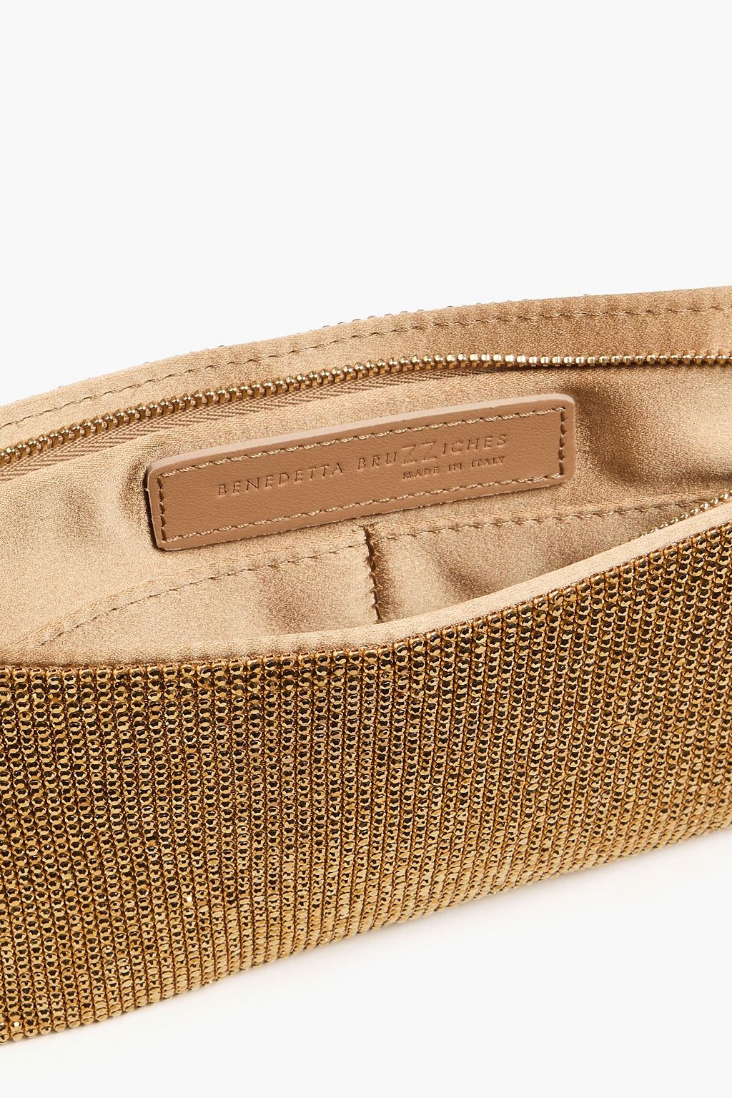 BENEDETTA BRUZZICHES حقيبة كتف "يور بيست فريند" مصنوعة من الساتان مزينة بالكريستال بنقشة مربعات