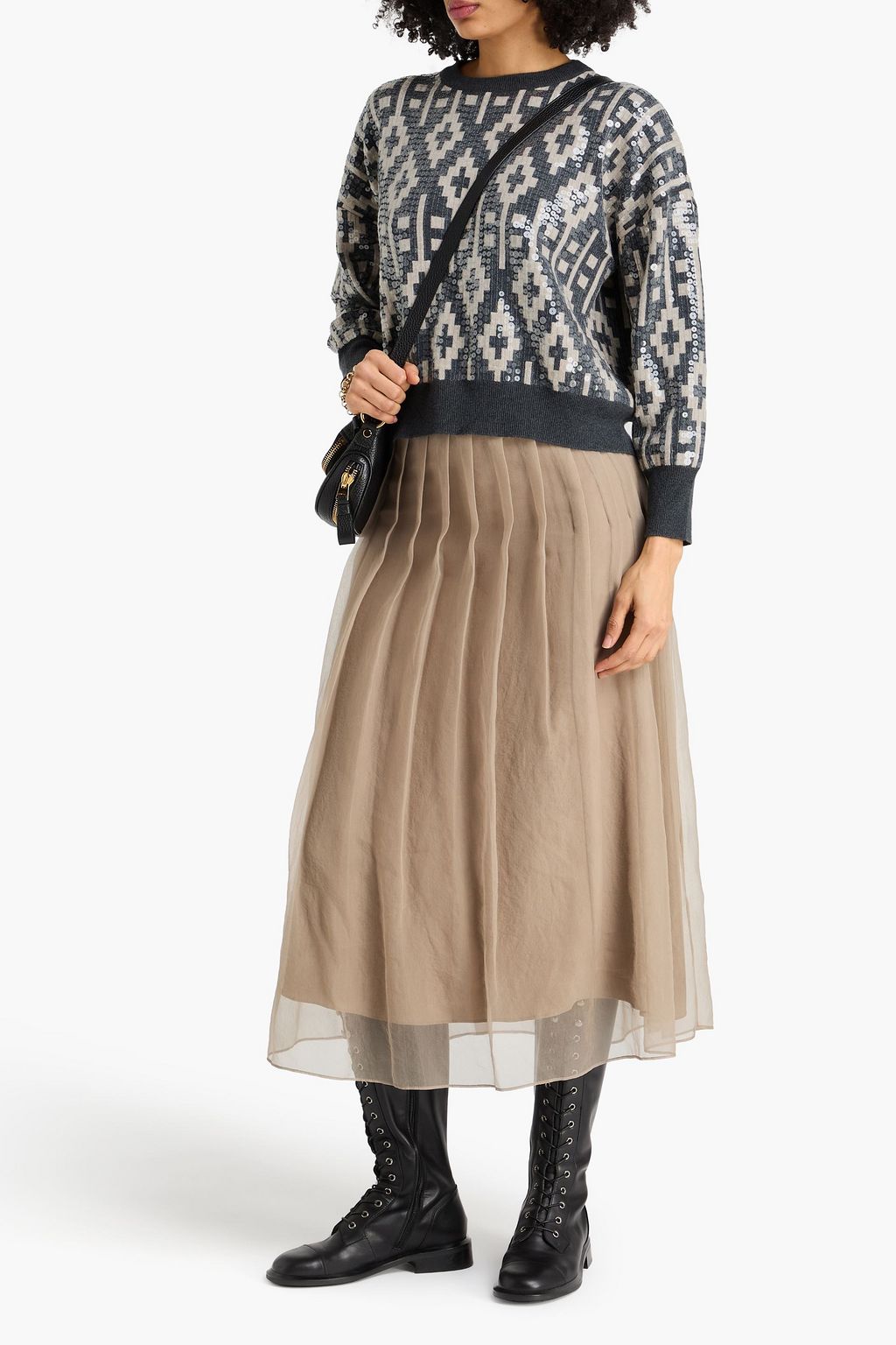 BRUNELLO CUCINELLI Pullover aus einer Woll-Kaschmirmischung mit Pailletten