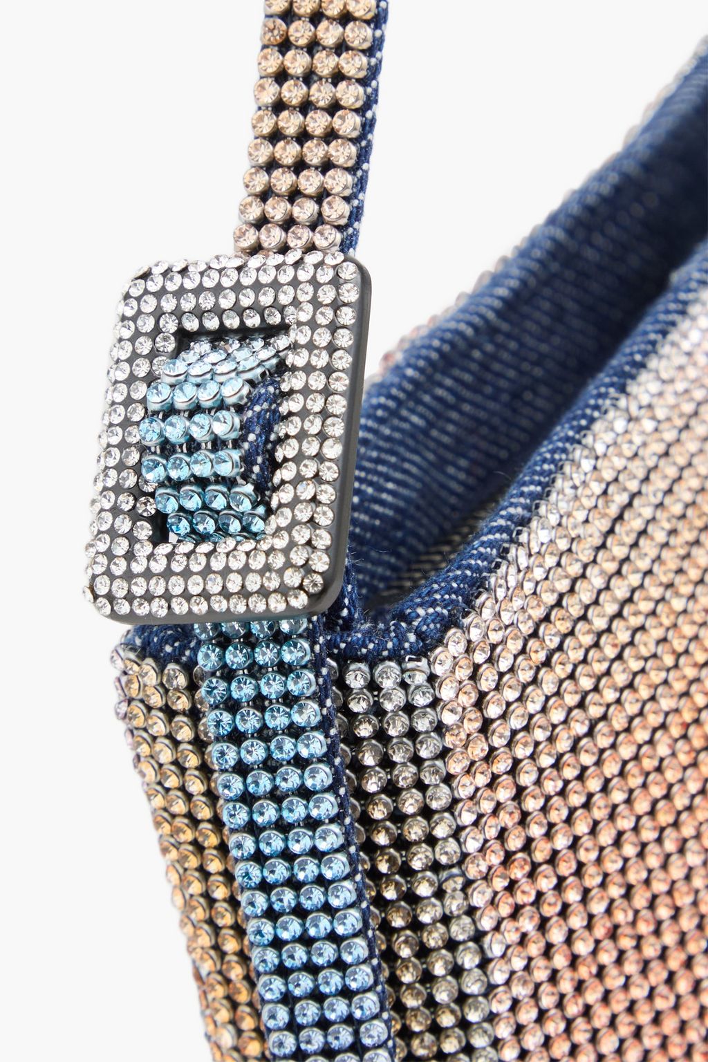 BENEDETTA BRUZZICHES حقيبة كتف "يور بيست فريند" من الدنيم مزينة بالكريستال