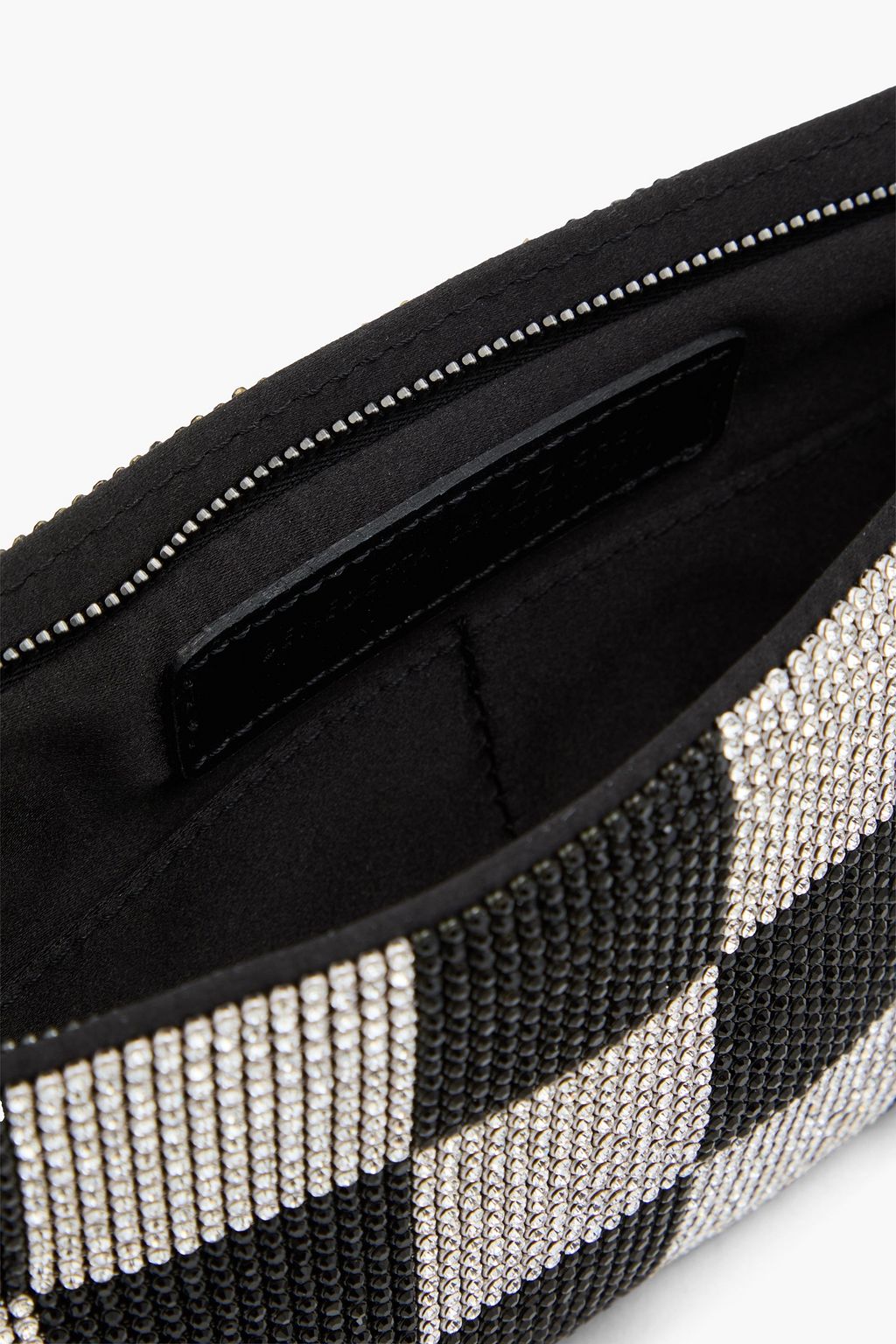 BENEDETTA BRUZZICHES حقيبة كتف "يور بيست فريند" مصنوعة من الساتان مزينة بالكريستال بنقشة مربعات