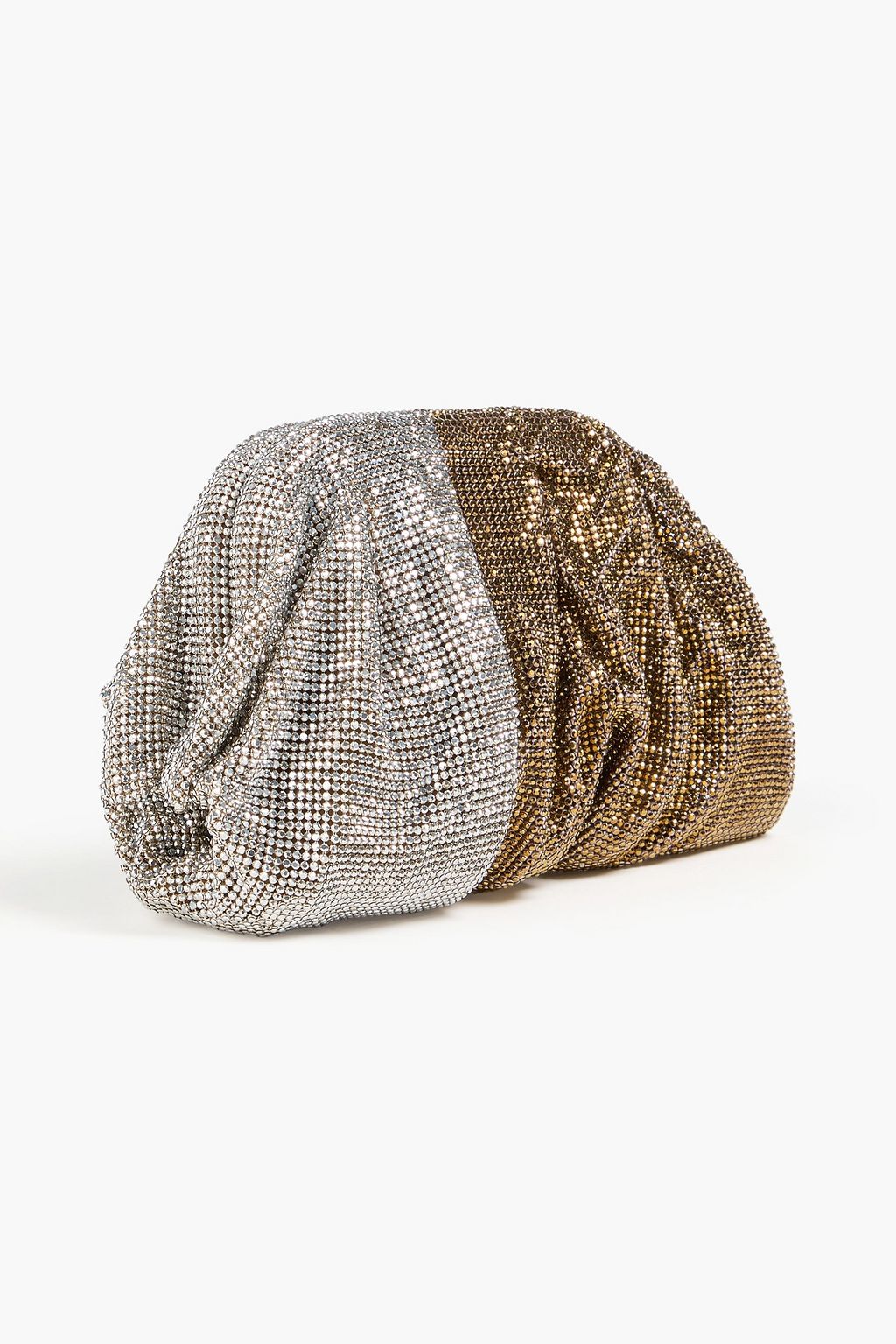 BENEDETTA BRUZZICHES Venus crystal-embellished metallic silk-satin clutch