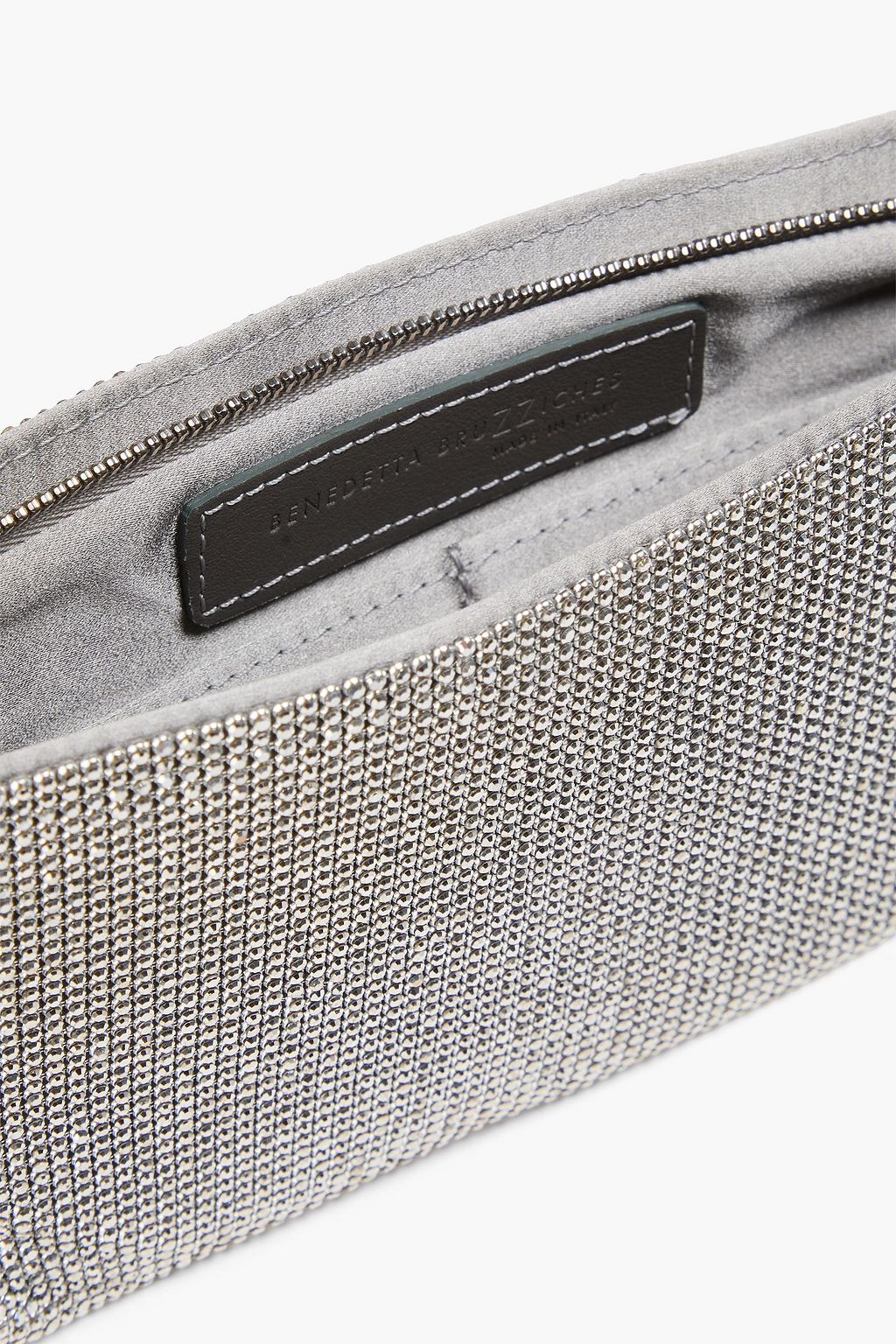 BENEDETTA BRUZZICHES حقيبة كتف "يور بيست فريند" مصنوعة من الساتان مزينة بالكريستال بنقشة مربعات