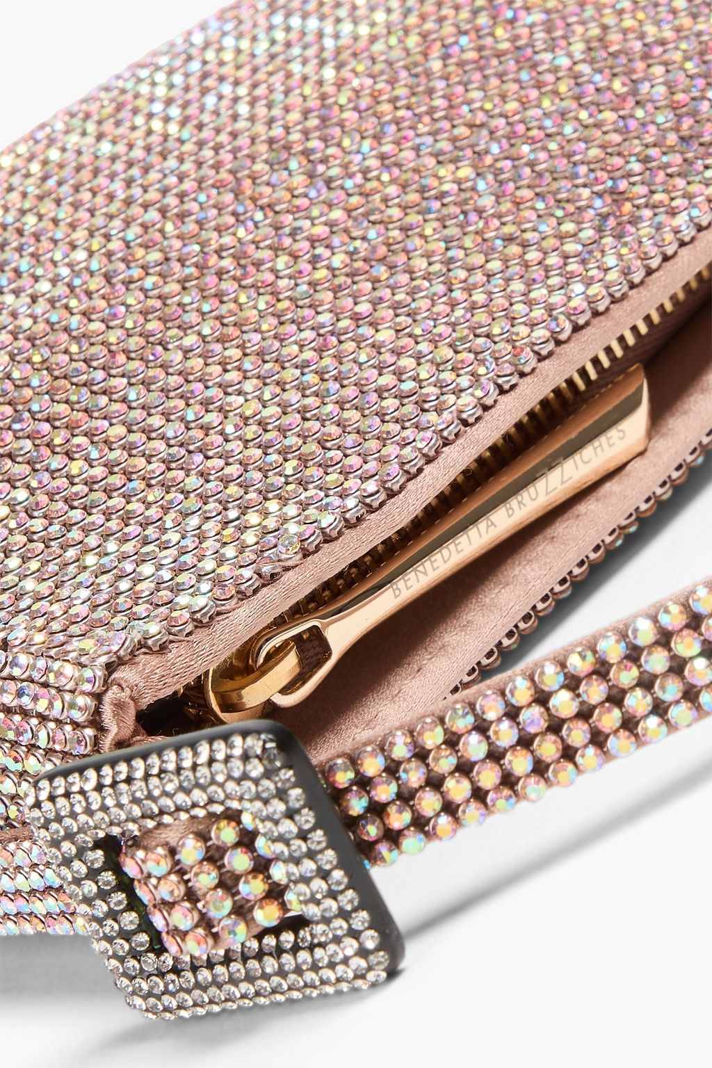 BENEDETTA BRUZZICHES حقيبة كتف "يور بيست فريند" مصنوعة من الساتان مزينة بالكريستال بنقشة مربعات