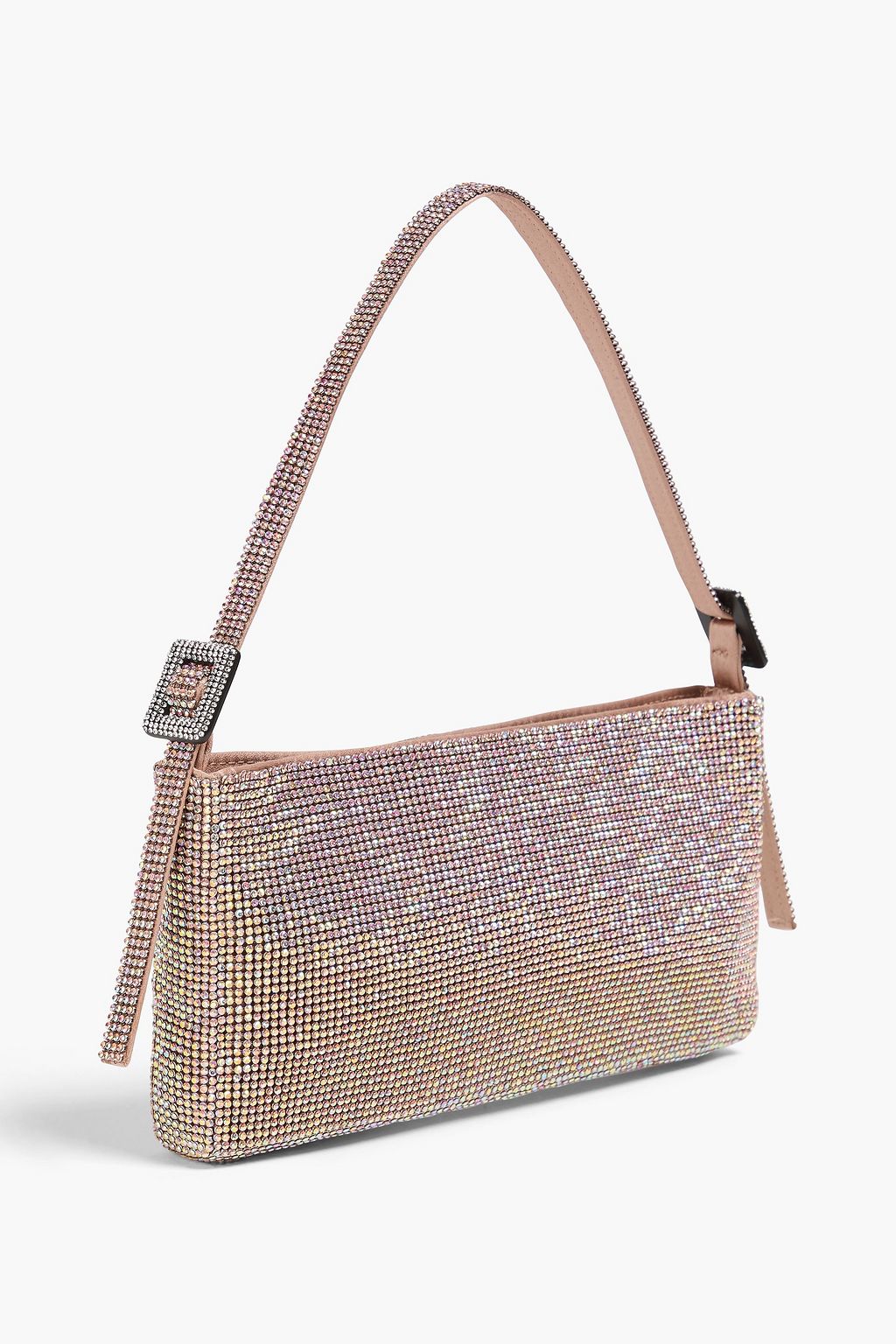 BENEDETTA BRUZZICHES حقيبة كتف "يور بيست فريند" مصنوعة من الساتان مزينة بالكريستال بنقشة مربعات