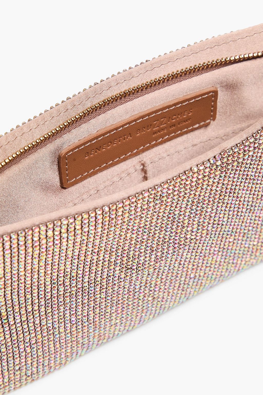 BENEDETTA BRUZZICHES حقيبة كتف "يور بيست فريند" مصنوعة من الساتان مزينة بالكريستال بنقشة مربعات