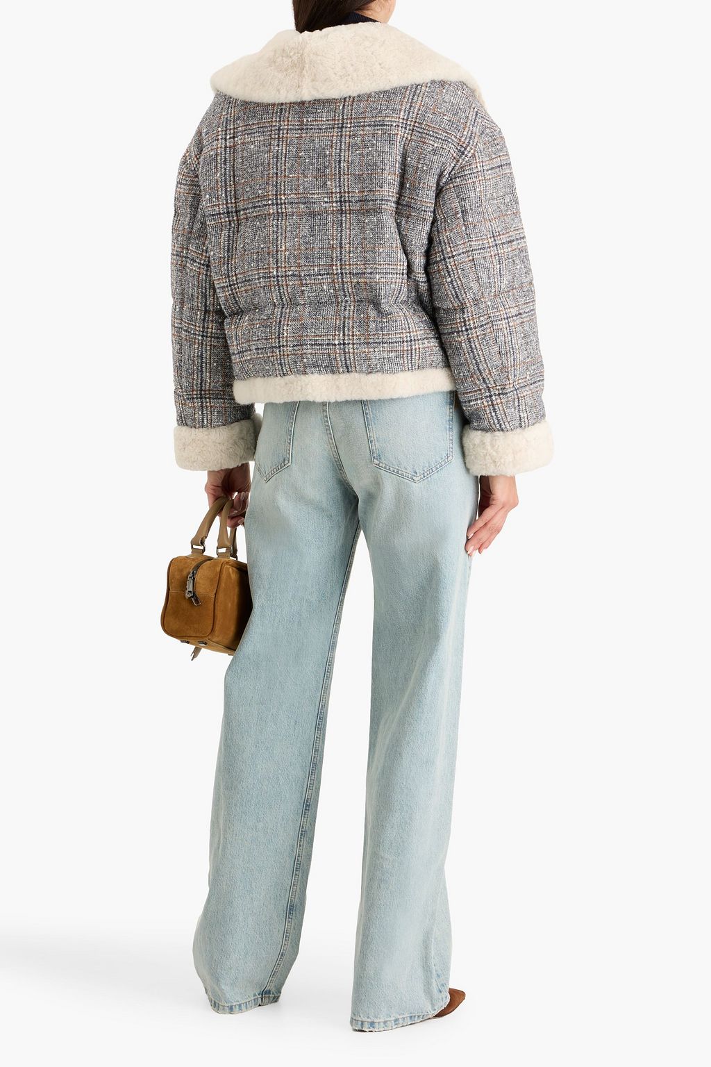 BRUNELLO CUCINELLI Checked quilted wool-blend tweed down jacket